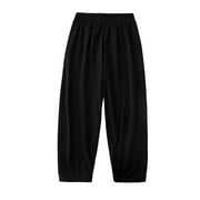 JAHH Toddler Kids Sweatpants Girls Boys Summer Solid Color Thin Anti Pants Bottoming Pants Pants Boy Pants Girl Cargo Pants Elastic Waist Slacks Trouser(6-7 Years,Black)